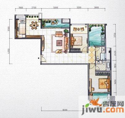 联发五缘湾1号二期熙岸2室2厅2卫123.9㎡户型图