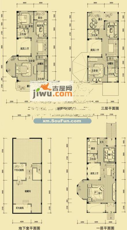 国贸金门湾3室2厅3卫255.7㎡户型图