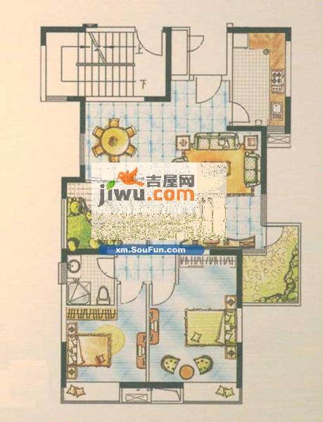 厦航同城湾2室2厅2卫95㎡户型图