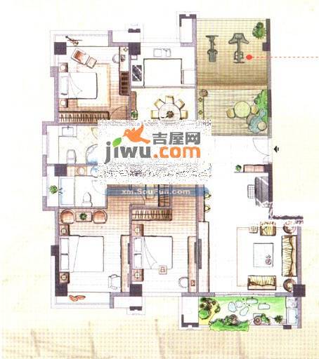 禹洲缔元山庄4室2厅2卫153.2㎡户型图