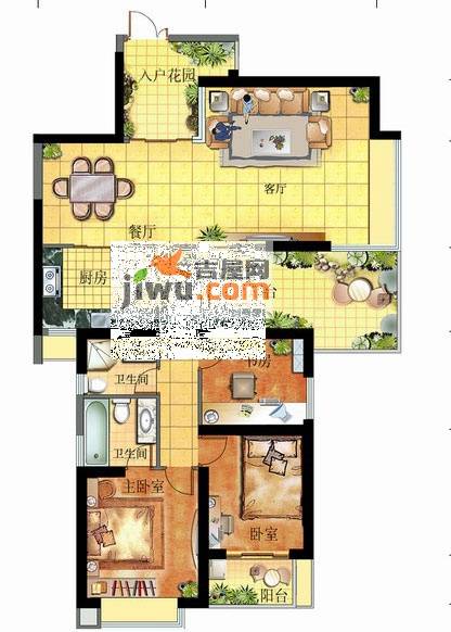 海晟维多利亚3室2厅2卫132㎡户型图