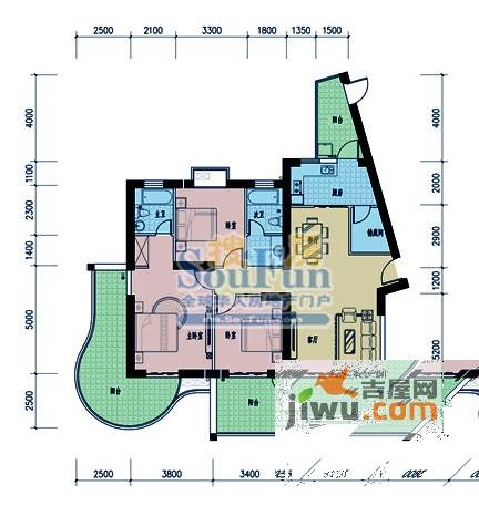 金博水岸3室2厅2卫161㎡户型图