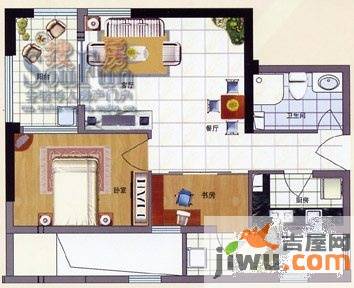 罗宾森璀璨新城1室2厅2卫66㎡户型图