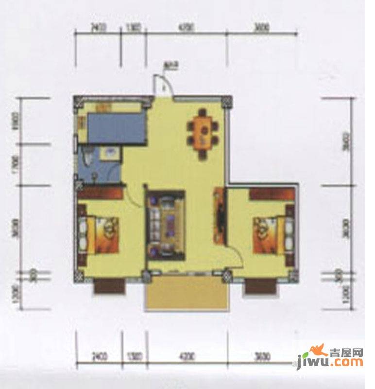 诚安公寓2室2厅1卫93.5㎡户型图