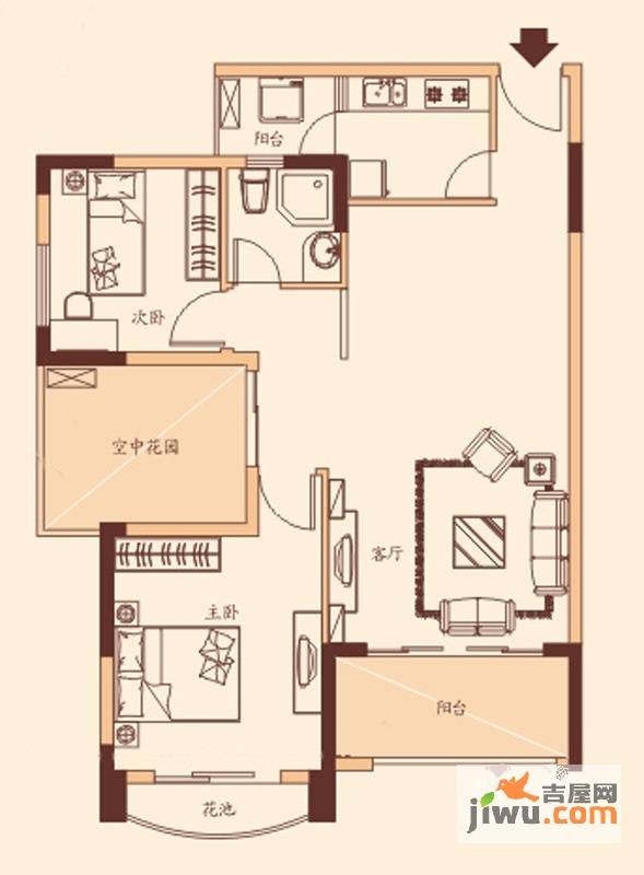 迪亚小城2室2厅1卫89.8㎡户型图