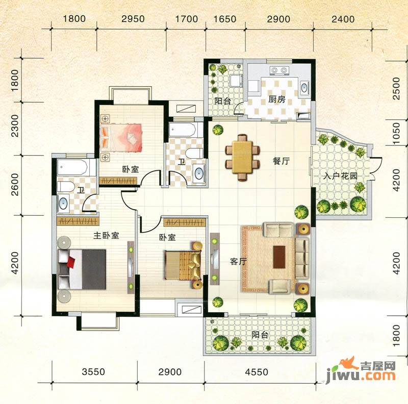 北海国际新城四期3室2厅2卫126.5㎡户型图