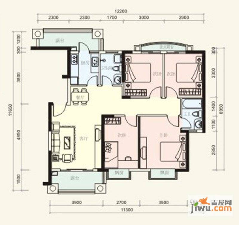 国盛·御泉湾4室2厅2卫117㎡户型图