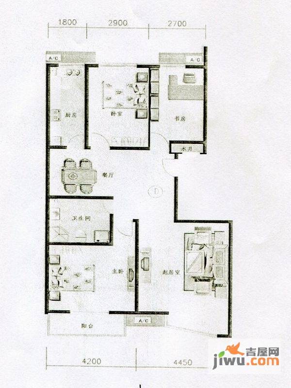 仁和宜佳公寓3室2厅1卫148㎡户型图