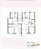裕东公寓3室2厅2卫115.4㎡户型图
