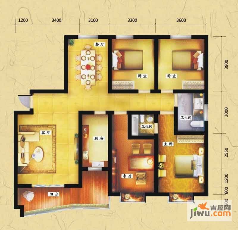 湘水左岸4室2厅2卫165.1㎡户型图