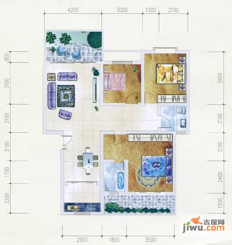 利贞嘉苑3室2厅2卫117.6㎡户型图