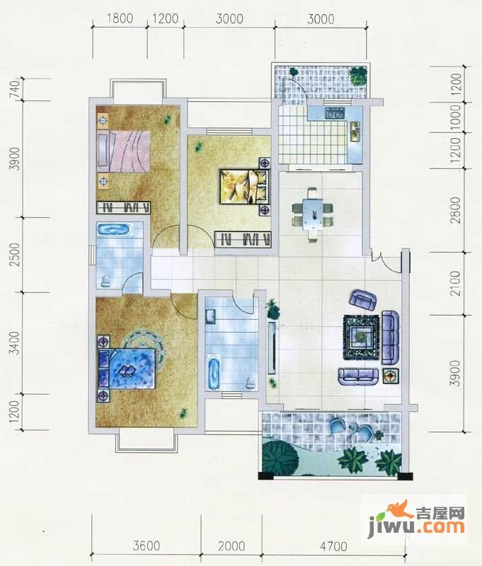 利贞嘉苑3室2厅2卫116㎡户型图