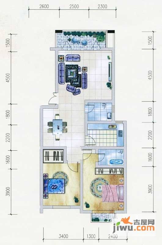 利贞嘉苑2室2厅2卫96.5㎡户型图