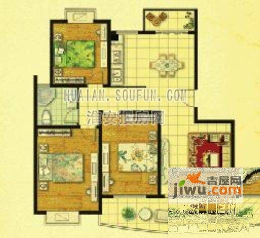 世袭雅园3室2厅1卫119.9㎡户型图