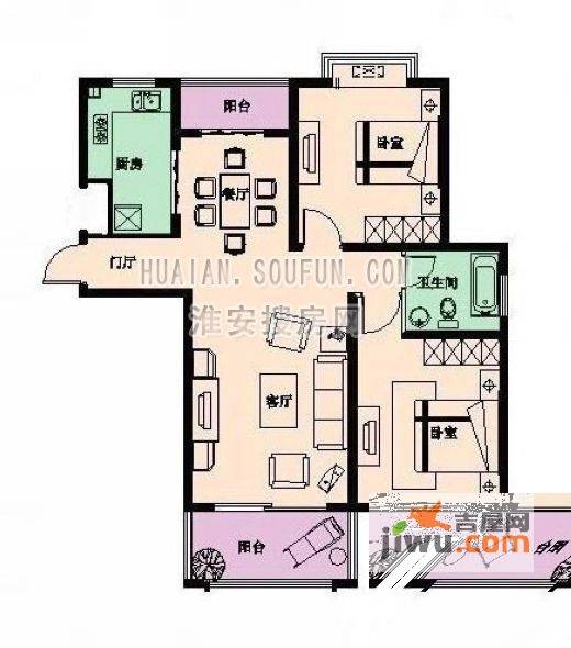 嘉润苑2室2厅1卫户型图