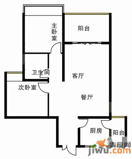 时代豪庭2室2厅1卫88.1㎡户型图