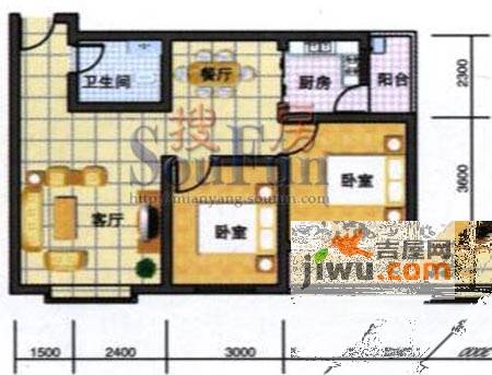 鹏发翡翠园2室2厅1卫101.3㎡户型图