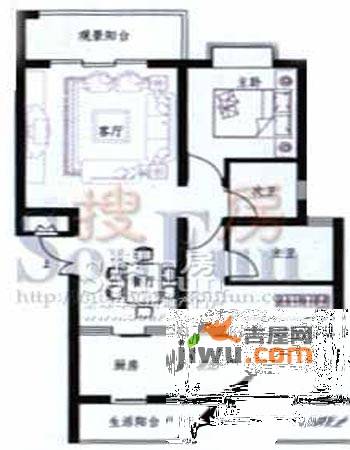 梓锦新城2室2厅1卫87.7㎡户型图