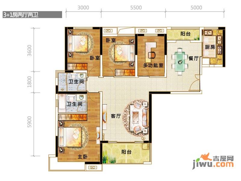 世纪华阳4室2厅2卫141㎡户型图