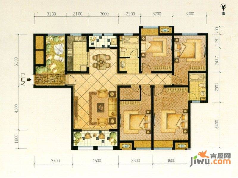 宝龙广场4室2厅2卫177.7㎡户型图