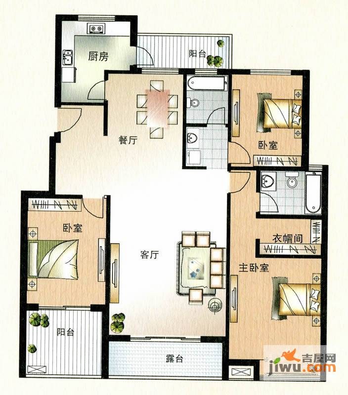 东方今典境界3室2厅2卫153.2㎡户型图