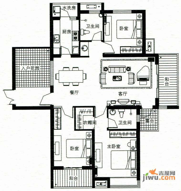 东方今典境界3室2厅2卫140㎡户型图