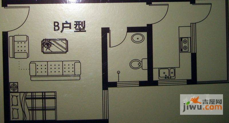 中迈书香苑1室1厅1卫44.9㎡户型图