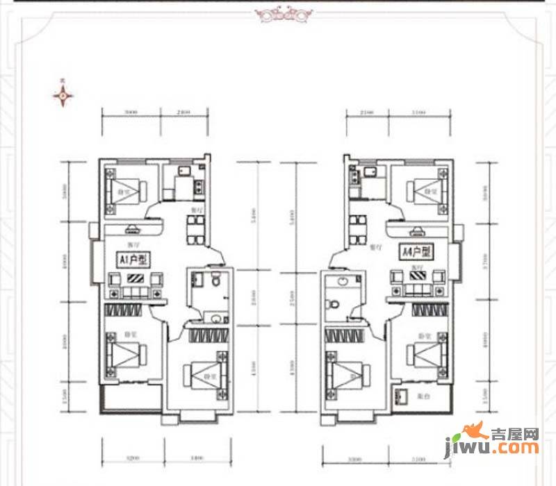 关城御景苑3室2厅1卫81㎡户型图