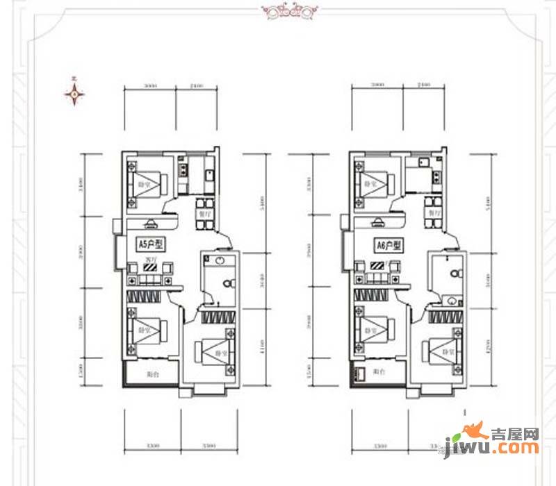 关城御景苑3室2厅1卫85.7㎡户型图