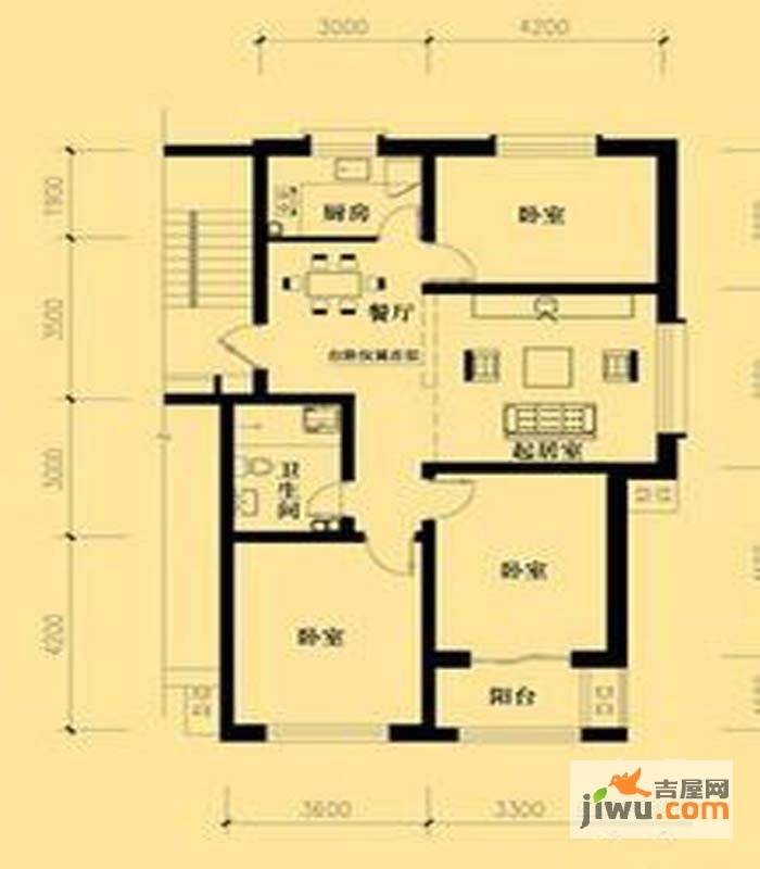 世极城堡3室2厅1卫103㎡户型图