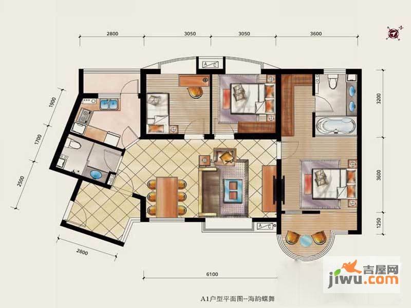 秦皇国际公寓2室1厅1卫户型图