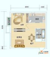 海岸国际1室1厅1卫52.5㎡户型图