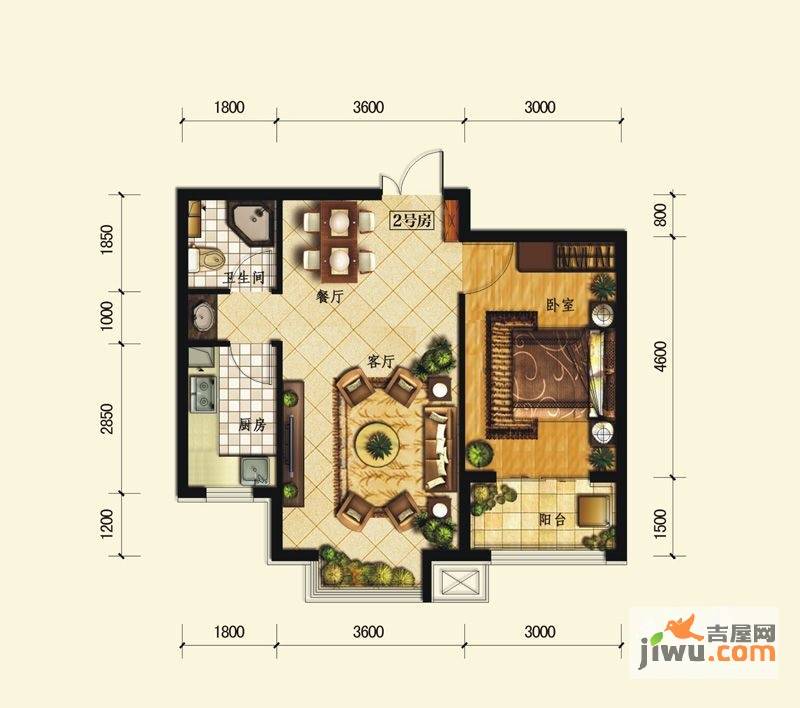 金舍雍景院1室1厅1卫72.8㎡户型图