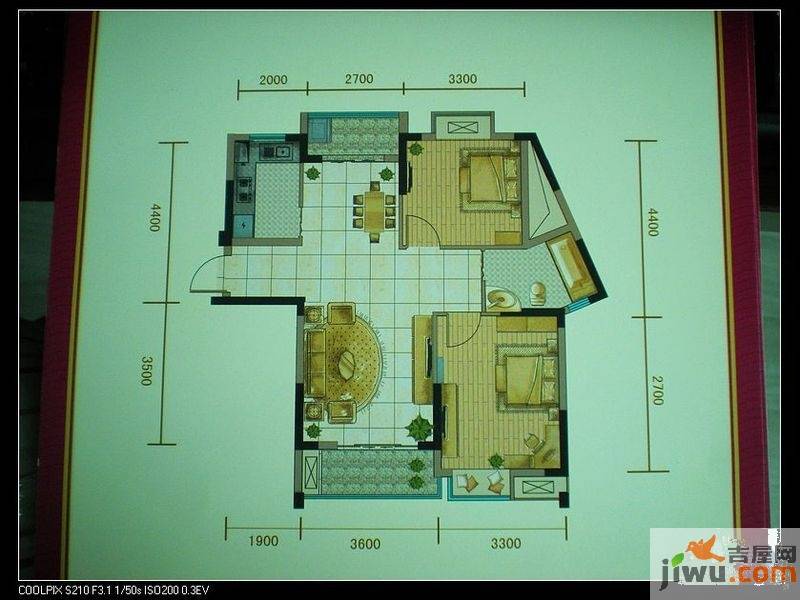 锦绣天下二期2室2厅1卫94.3㎡户型图