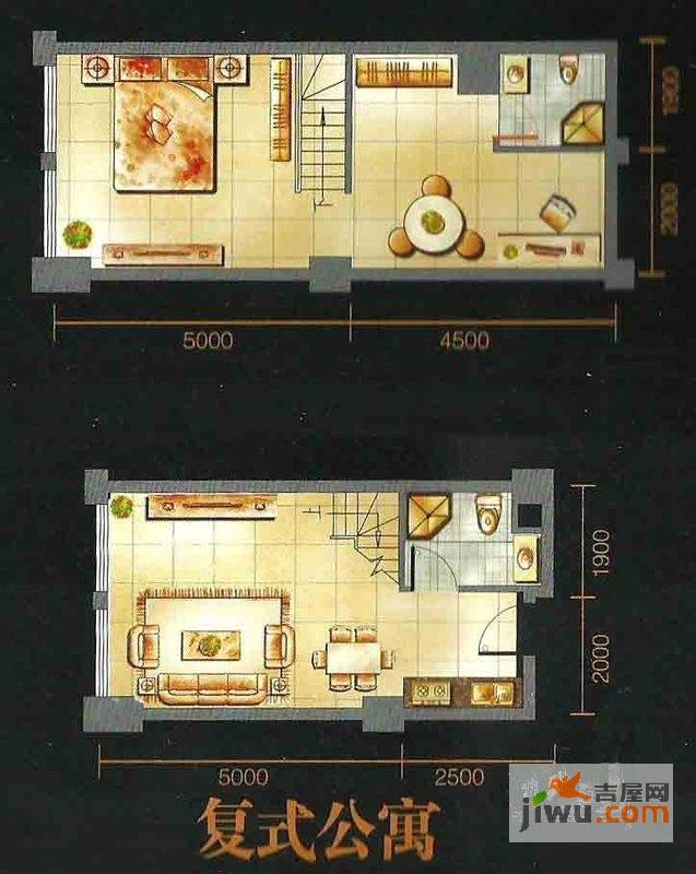 滨江壹号1室1厅2卫66.3㎡户型图