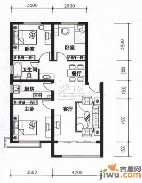 海通时代康桥3室0厅1卫101.7㎡户型图