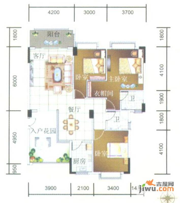 奥米茄花园3室2厅2卫147㎡户型图