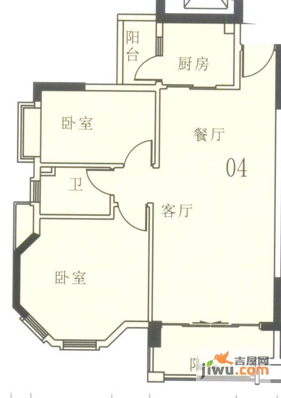 奥米茄花园2室2厅1卫85㎡户型图