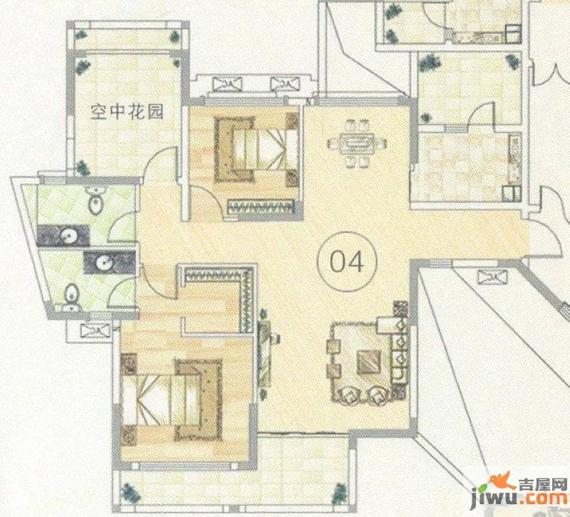 保利百合花园2室1厅2卫119㎡户型图