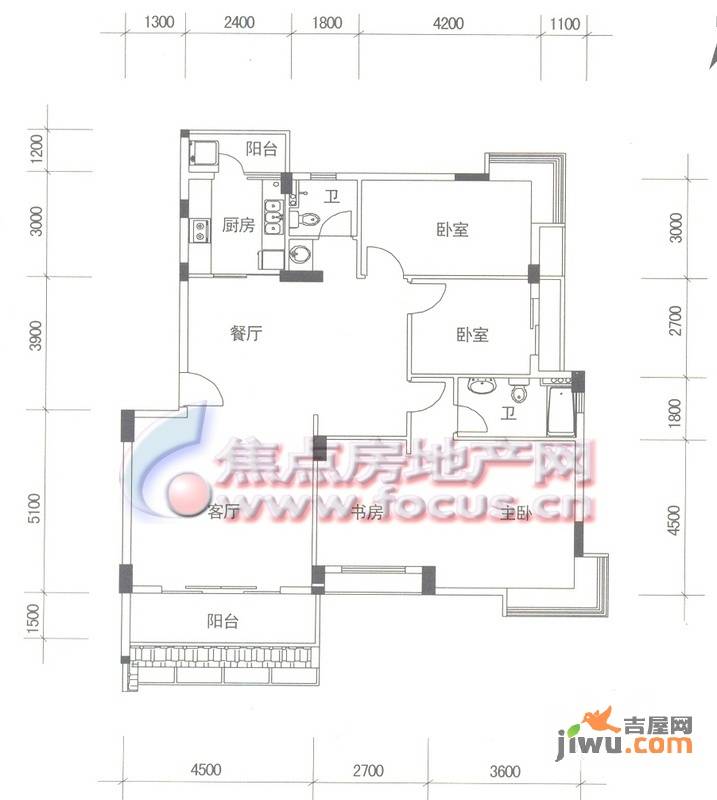 美的简岸花园4室2厅2卫116㎡户型图