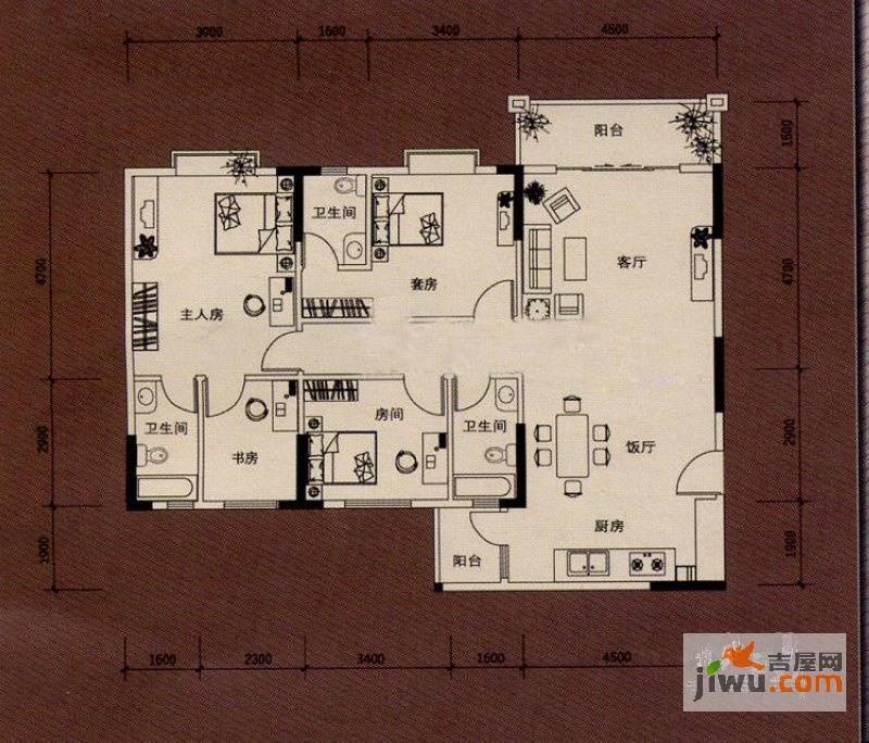 东汇家园4室2厅3卫130㎡户型图