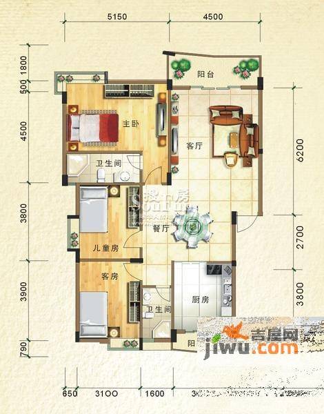 顺宝花园3室2厅2卫112㎡户型图