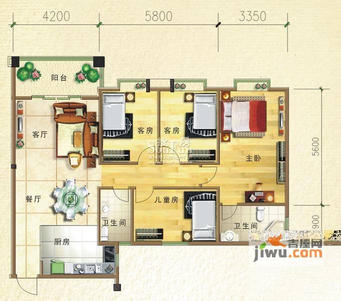 顺宝花园4室2厅2卫119㎡户型图