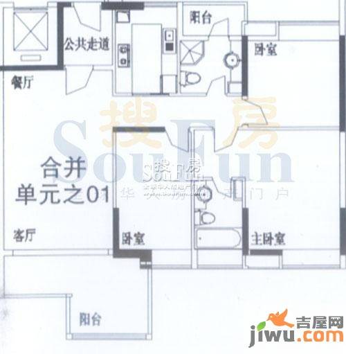 时代糖果3室2厅2卫121.4㎡户型图