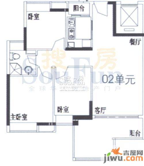 时代糖果3室2厅1卫94㎡户型图