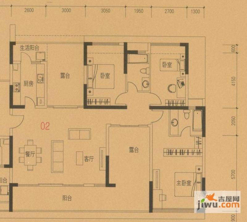 金地九珑璧3室2厅2卫169㎡户型图