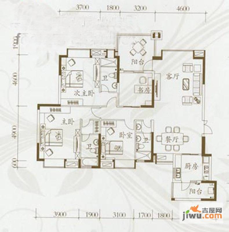 海悦新城4室2厅0卫146㎡户型图