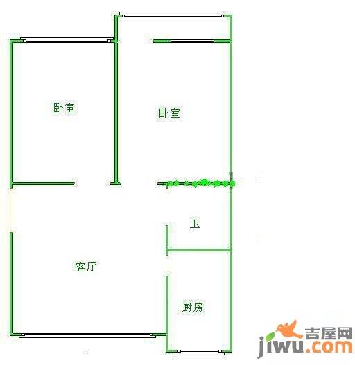 海悦新城2室1厅1卫47㎡户型图