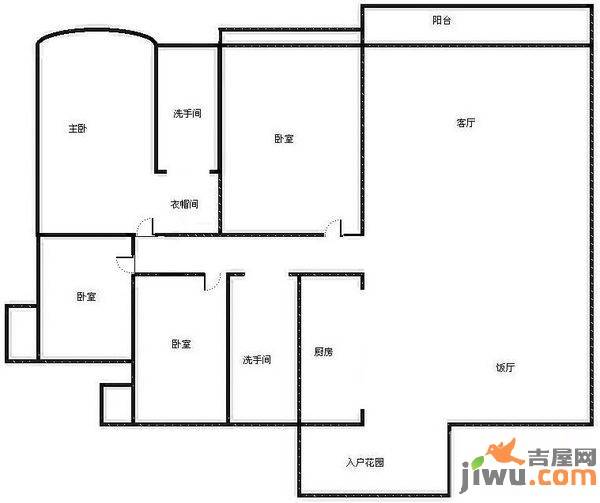 海悦新城3室2厅2卫107㎡户型图