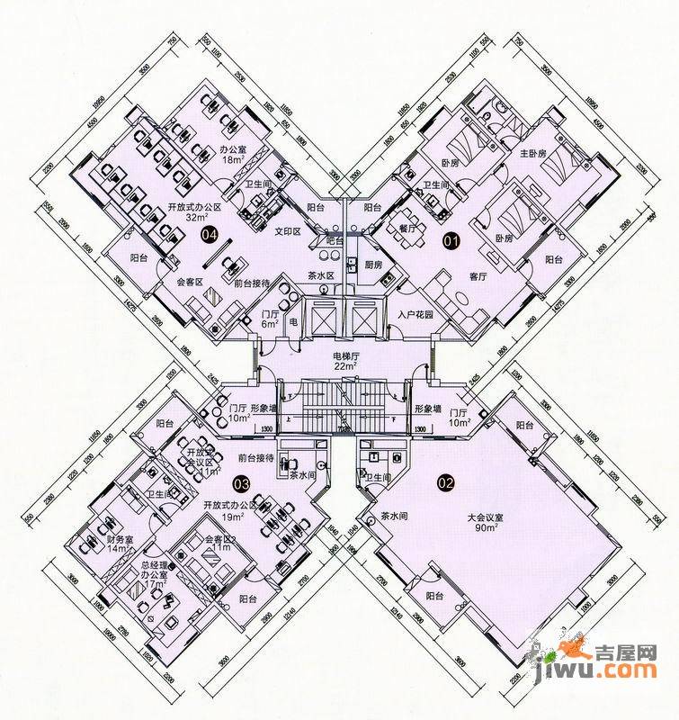 中廷森林公馆3室2厅2卫125.9㎡户型图